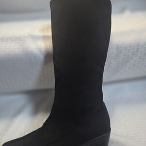 Women's Black Mid-Calf Wedge Rain Boots